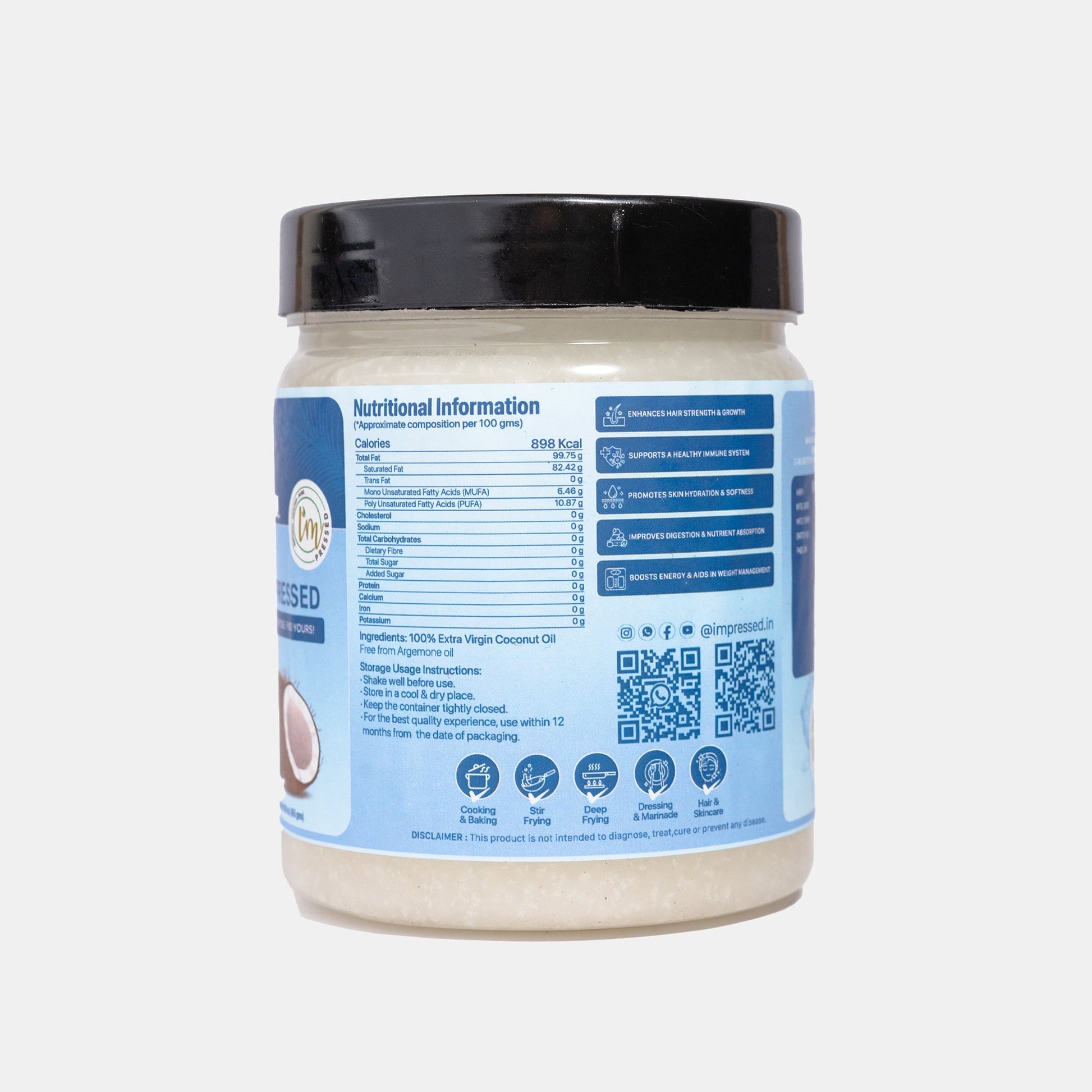 Extra Virgin Coconut Oil | Cold Pressed - impressed